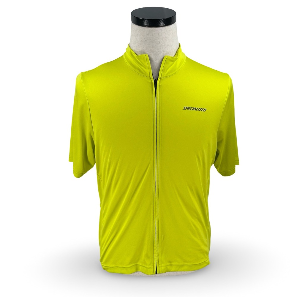 Specialized RBX Classic Cycling Jersey Mens XL Neon Yellow Full Zip Short Sleeve